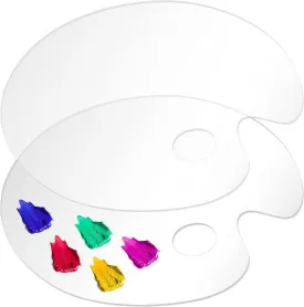 2 Pcs Clear Oval Acrylic Paint Palette - Non-Stick Tray