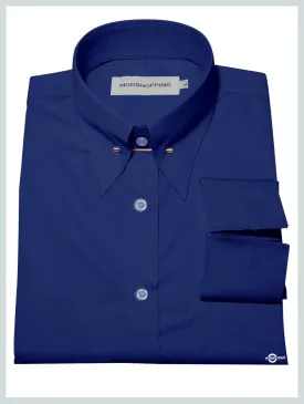 60s Style Blue Pin High Collar Shirt