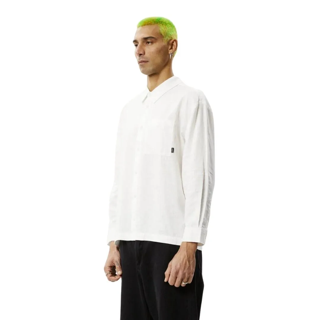 Afends Everyday Hemp Cuban Long Sleeve Shirt - White