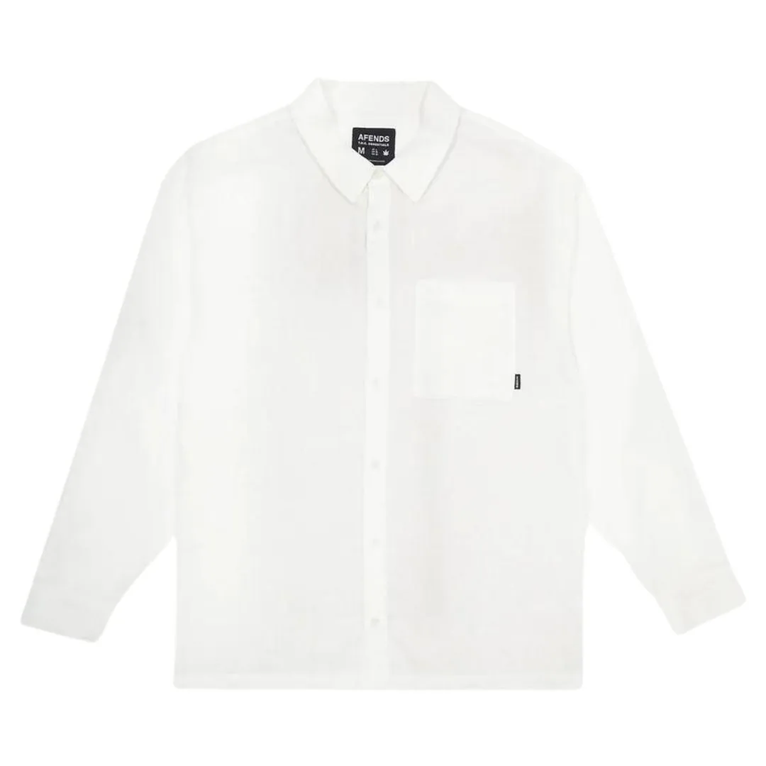Afends Everyday Hemp Cuban Long Sleeve Shirt - White
