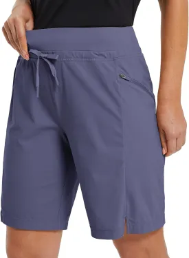 baleaf Women's Hiking Long Shorts 9"/11" Quick Dry Bermuda Cargo for Curvy Lightweight Pockets