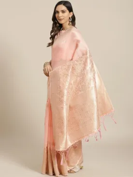 Cotton Blend Pink Traditional Saree