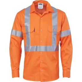 Dnc Workwear X Back Long Sleeve Cotton Shirt With Csr Reflective Tape - 3546