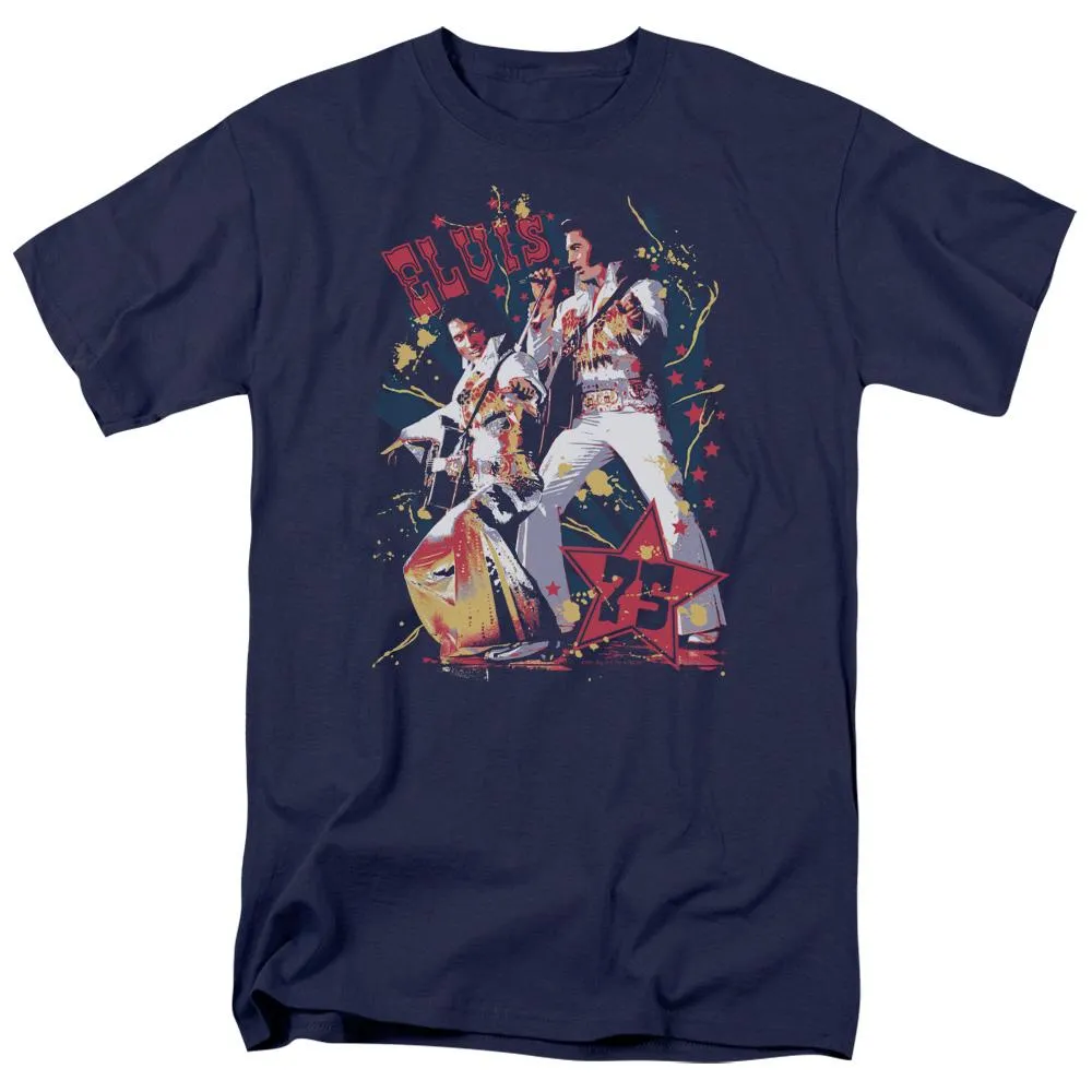 Elvis Presley Eagle Elvis Mens T Shirt Navy Blue