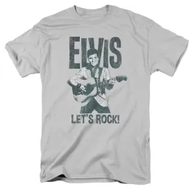 Elvis Presley Lets Rock Mens T Shirt Silver