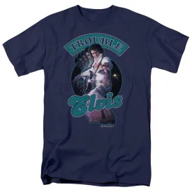 Elvis Presley Total Trouble Mens T Shirt Navy Blue