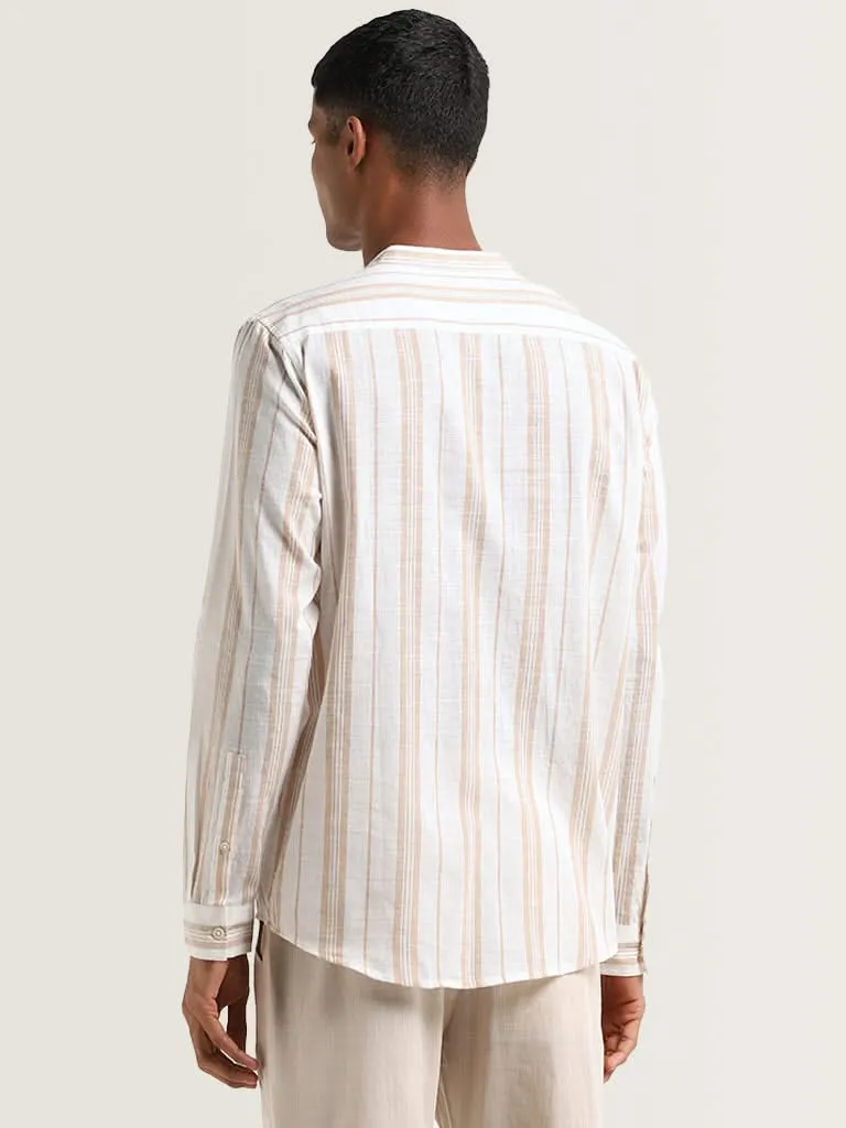 ETA White Striped Cotton Resort Fit Shirt