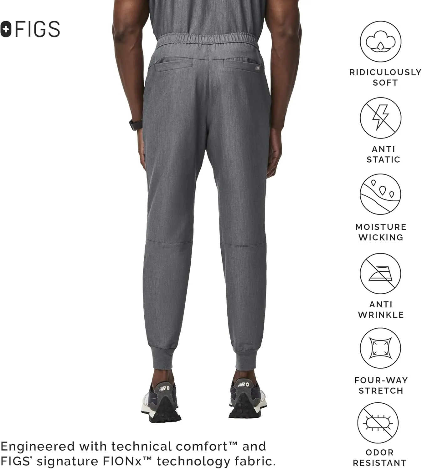 FIGS Tansen Jogger Scrub Pants for Men  Slim Fit, 5 Pockets, 4-Way Stretch, Anti-Wrinkle Mens Scrub Pants
