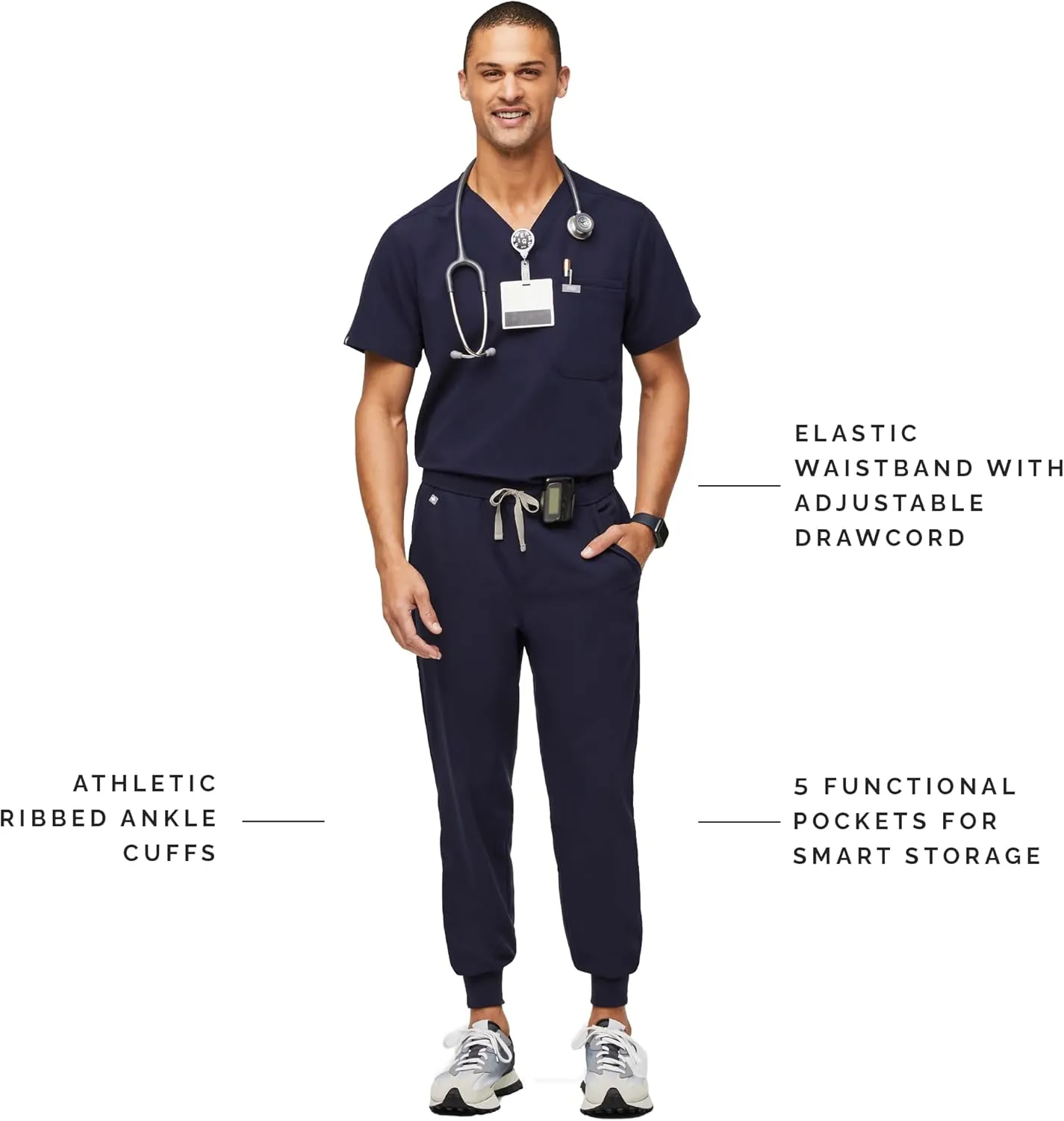 FIGS Tansen Jogger Scrub Pants for Men  Slim Fit, 5 Pockets, 4-Way Stretch, Anti-Wrinkle Mens Scrub Pants