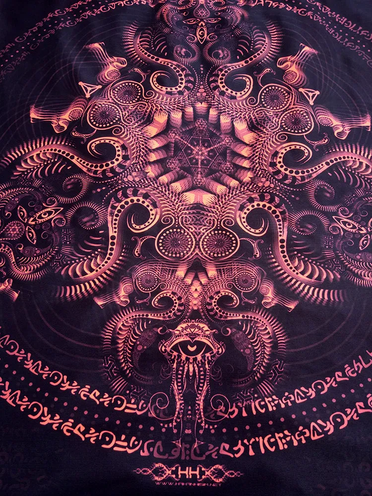 Fluro Neon Lycra Tapestry of "Triton's Compass" - UV Active - Orange
