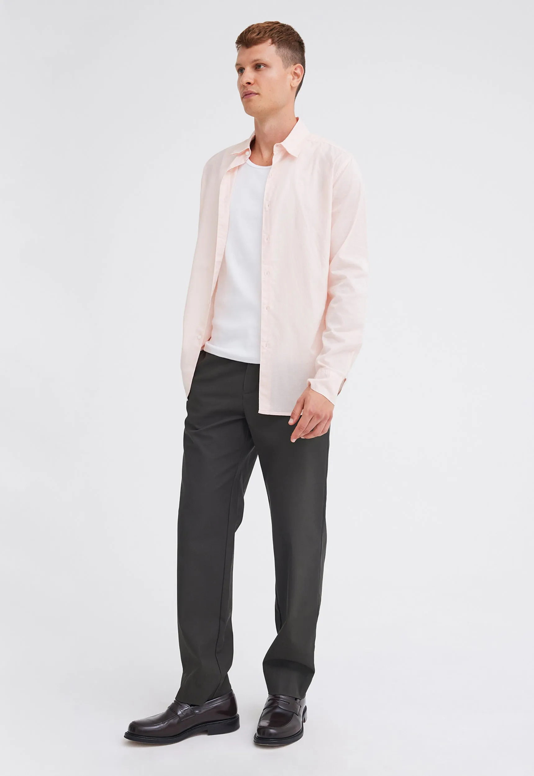 Folded Collar Cotton Shirt - Powder Rosa Pink