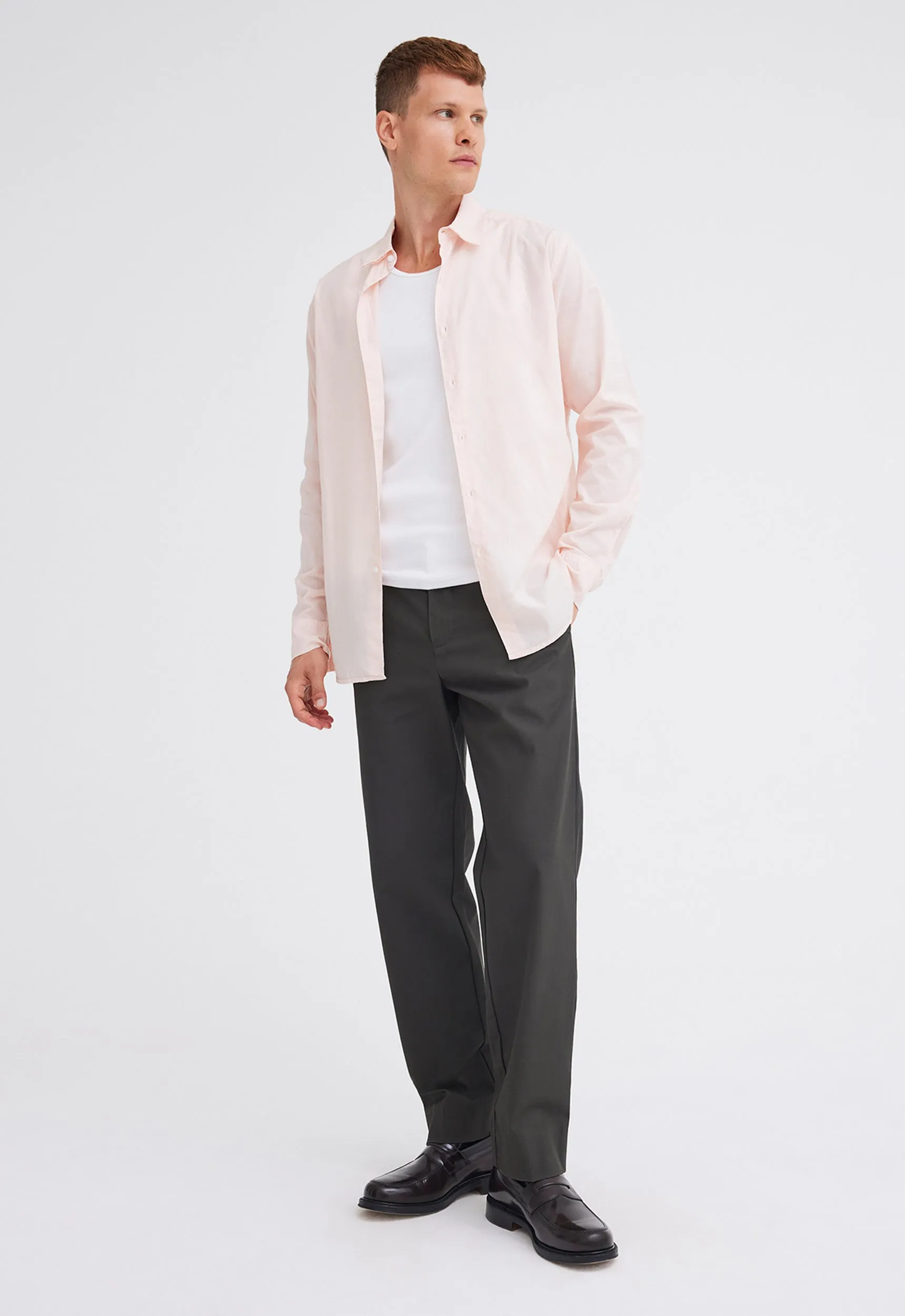 Folded Collar Cotton Shirt - Powder Rosa Pink