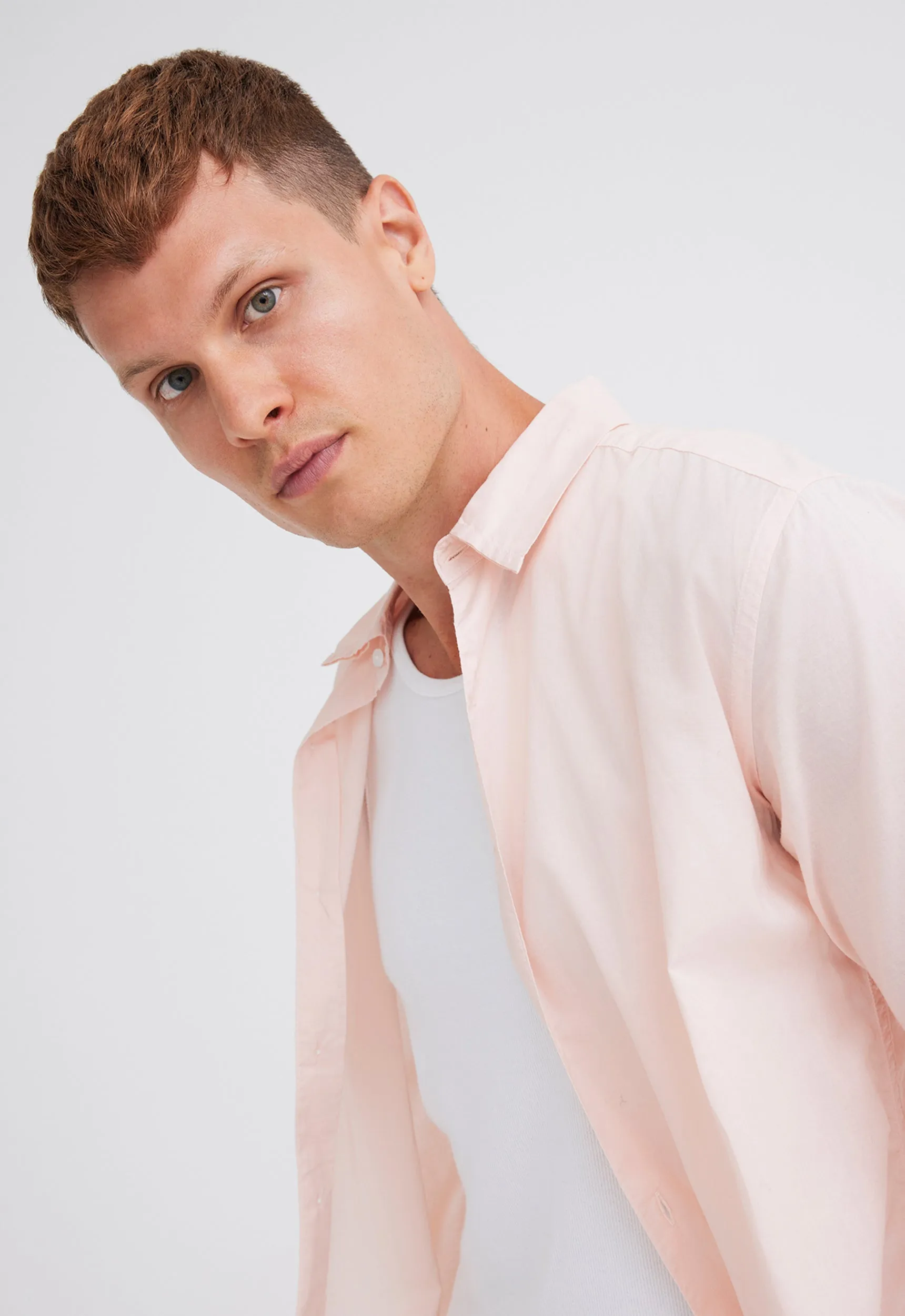 Folded Collar Cotton Shirt - Powder Rosa Pink