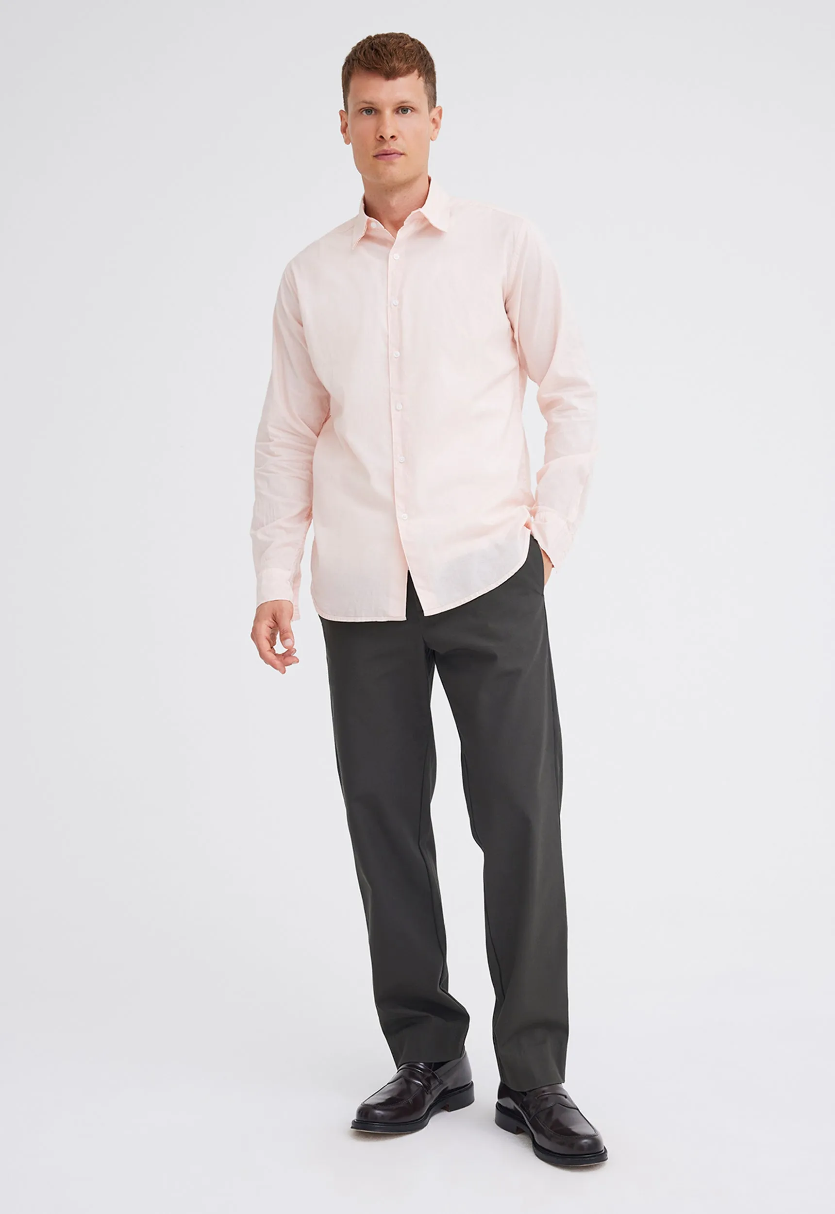 Folded Collar Cotton Shirt - Powder Rosa Pink