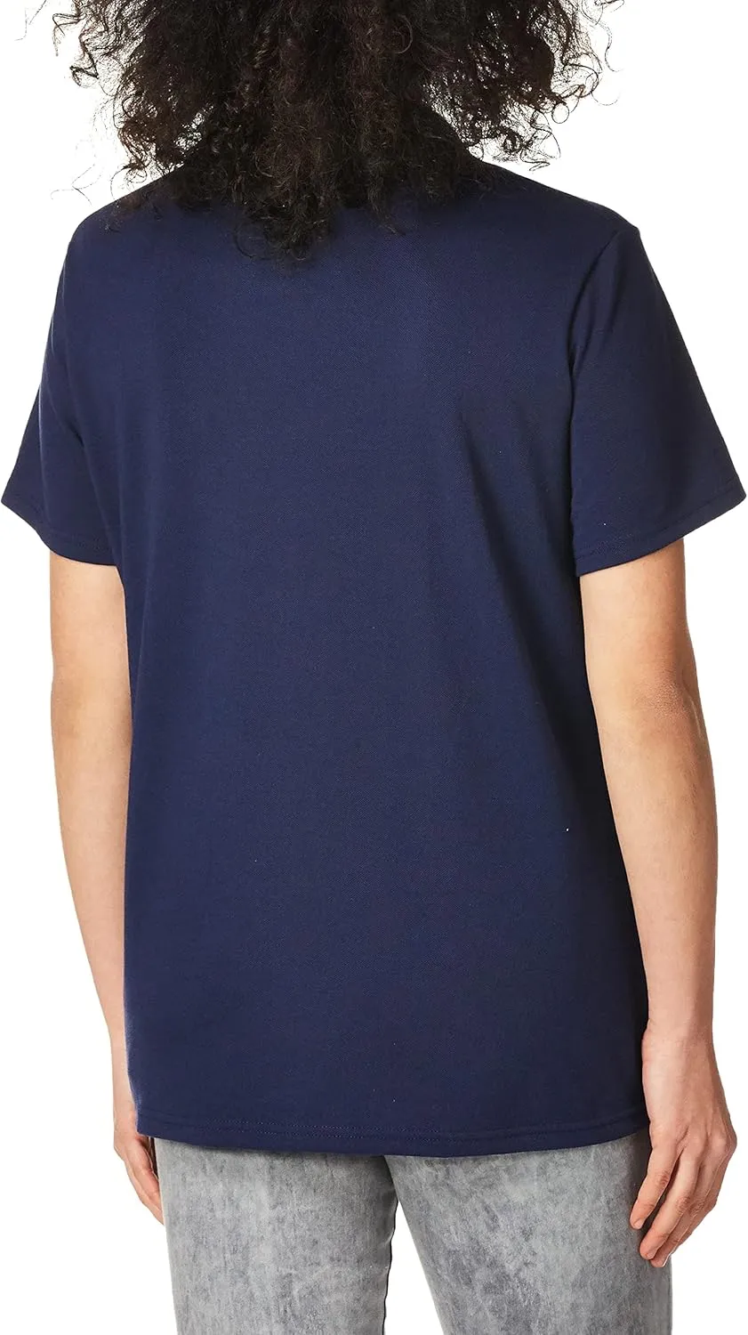 Hanes Short Sleeve Pique Shirt, Four-Button Midweight Polo for Women