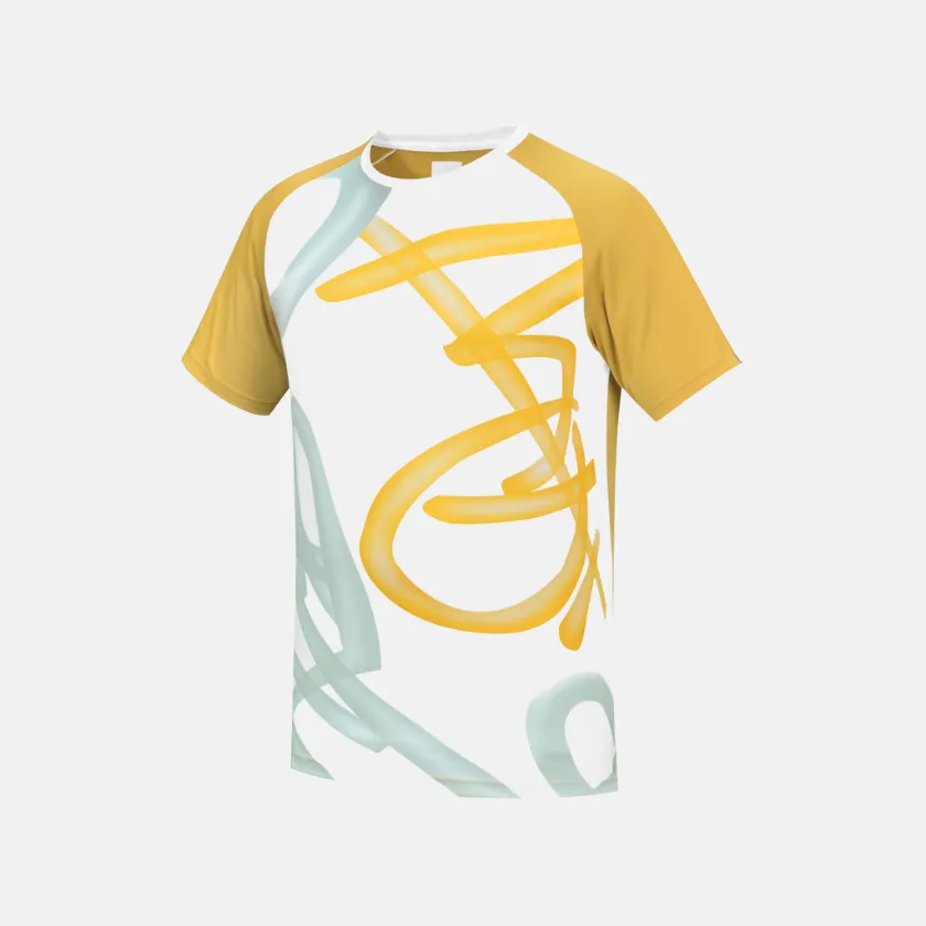 Head Men's Round Neck Badminton T-shirt -White/Mustard