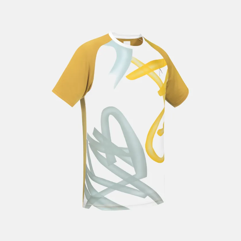 Head Men's Round Neck Badminton T-shirt -White/Mustard