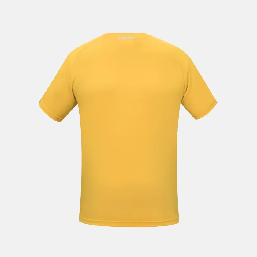 Head Men's Round Neck Badminton T-shirt -White/Mustard