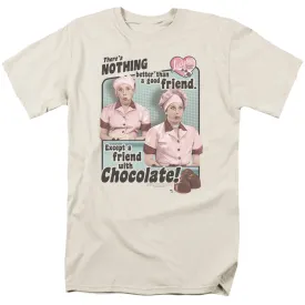 I Love Lucy Friends and Chocolate Mens T Shirt Cream