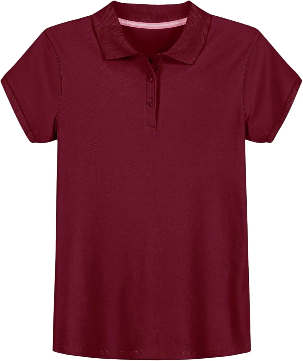 IZOD Girls' School Uniform Short Sleeve Polo Shirt, Button Closure, Comfortable & Soft Interlock Fabric
