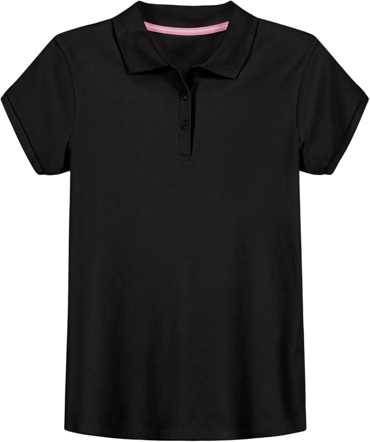 IZOD Girls' School Uniform Short Sleeve Polo Shirt, Button Closure, Comfortable & Soft Interlock Fabric