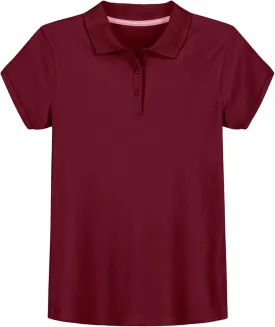 IZOD Girls' School Uniform Short Sleeve Polo Shirt, Button Closure, Comfortable & Soft Interlock Fabric