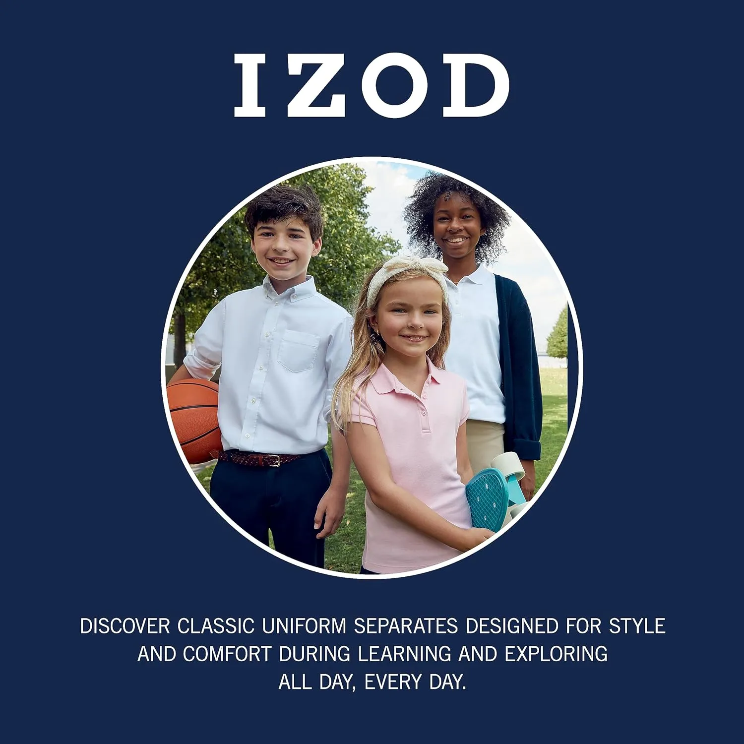 IZOD Girls' School Uniform Short Sleeve Polo Shirt, Button Closure, Comfortable & Soft Interlock Fabric