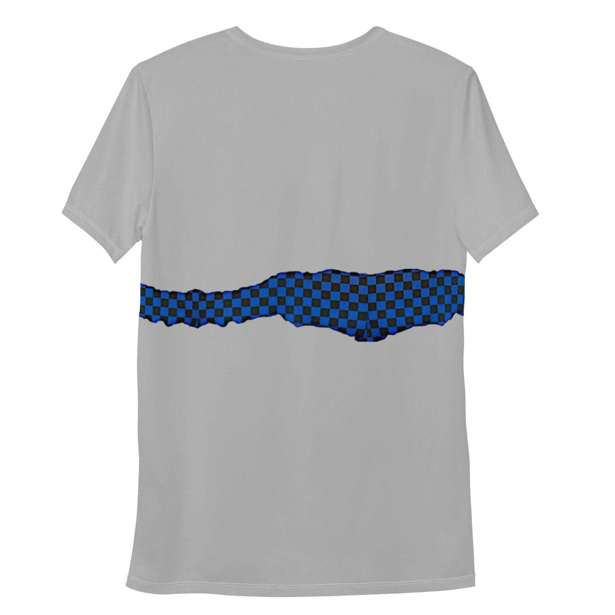 John McEnroe Blue Check Grey Athletic T-shirt