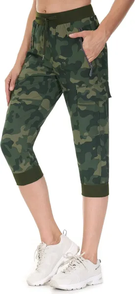 Libin Women's Cargo Capri Pants Hiking Cropped Pants Lightweight Quick Dry Joggers Athletic Workout Casual Outdoor Shorts