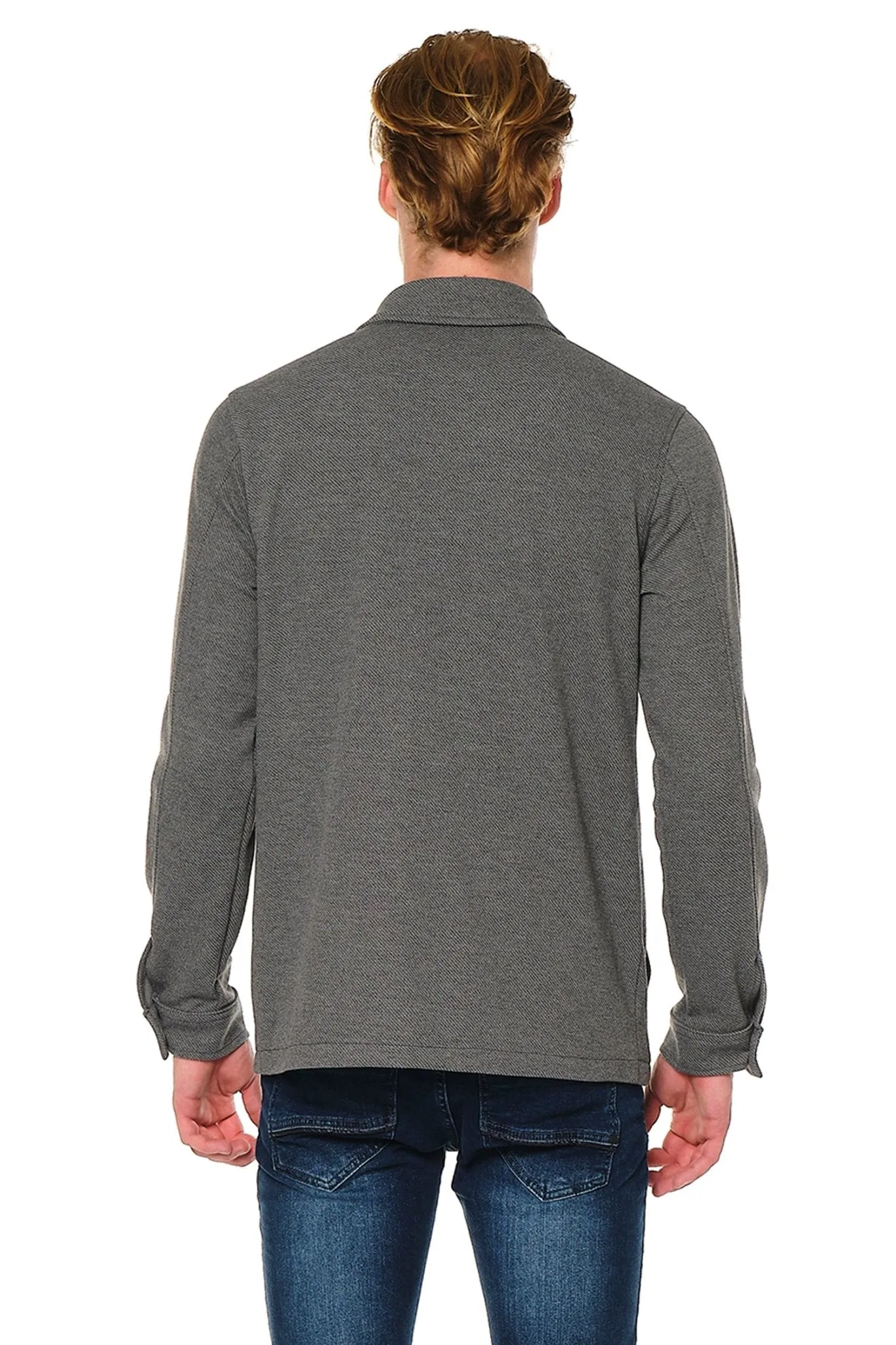 Lightweight Button-down Over Shirt - Grey Melange