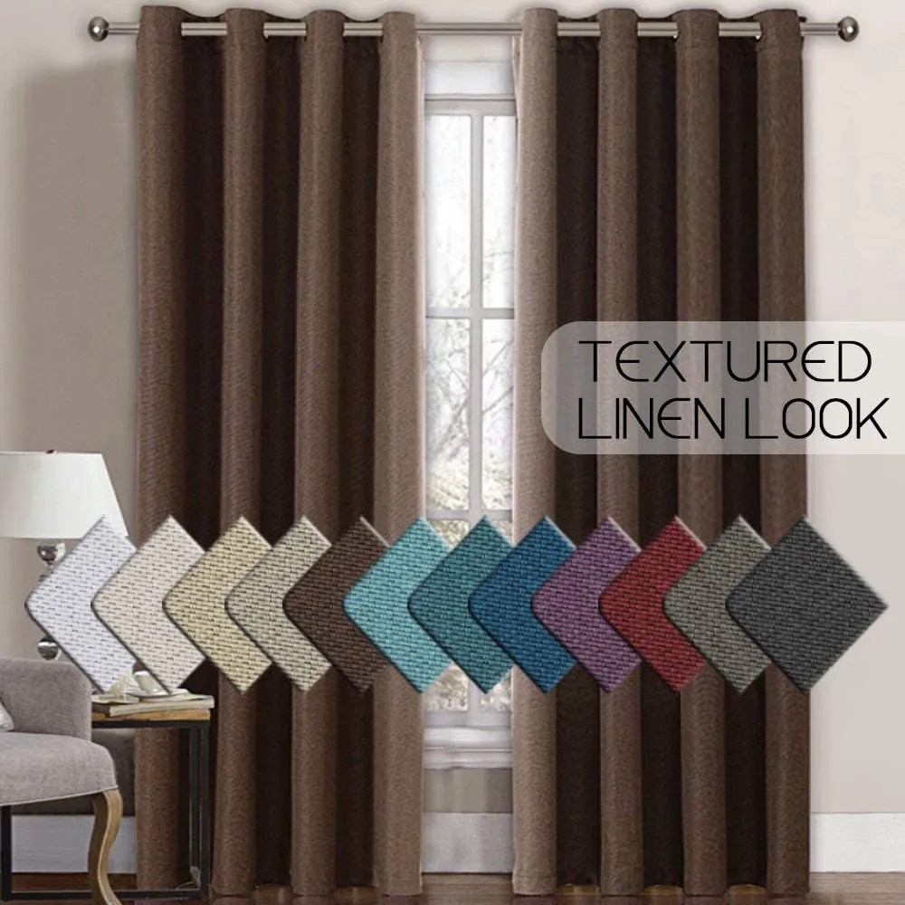 Linen Room Darkening Light Blocking Thermal Insulated Heavy Weight Textured Rich Curtain Panel