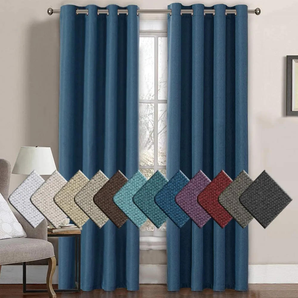 Linen Room Darkening Light Blocking Thermal Insulated Heavy Weight Textured Rich Curtain Panel