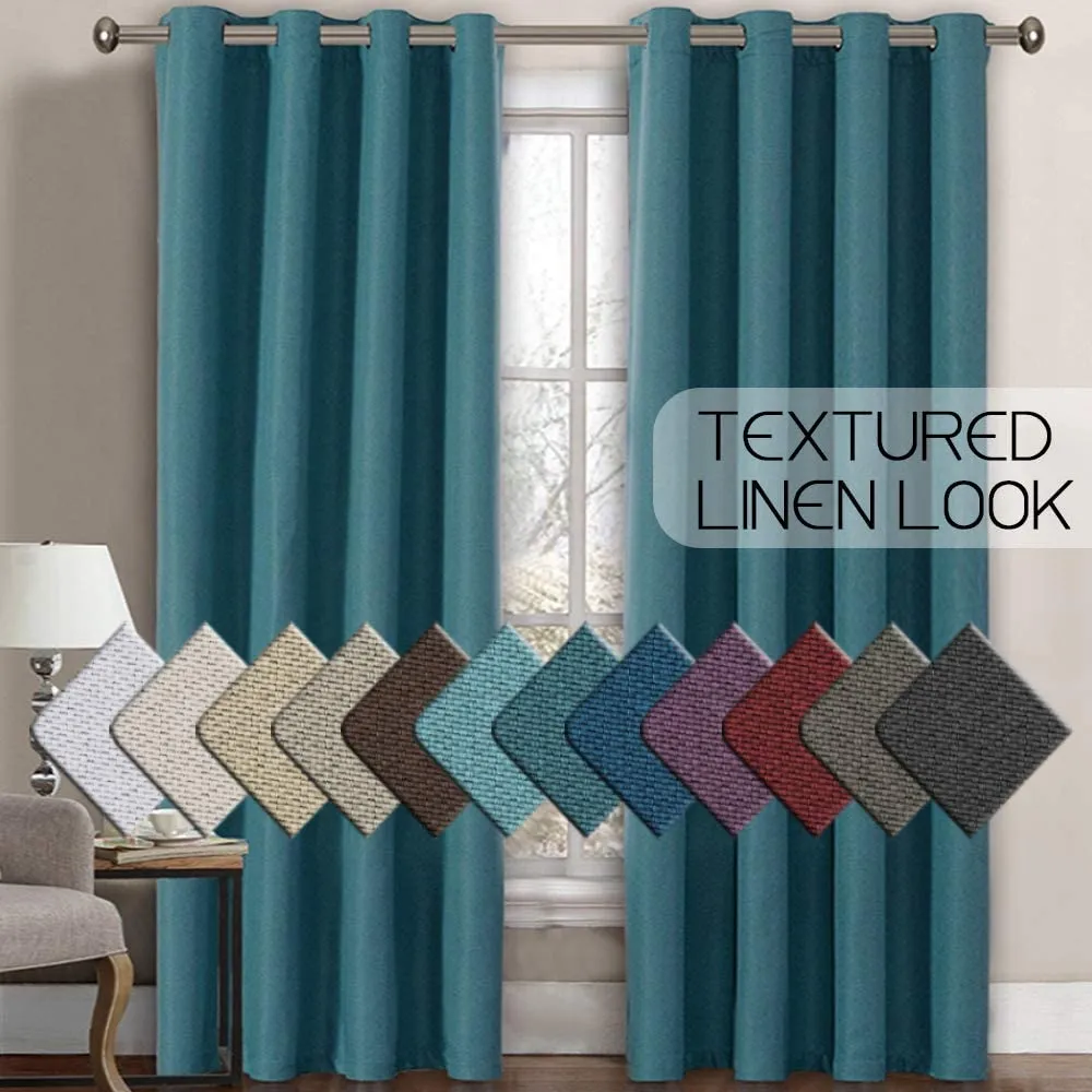 Linen Room Darkening Light Blocking Thermal Insulated Heavy Weight Textured Rich Curtain Panel