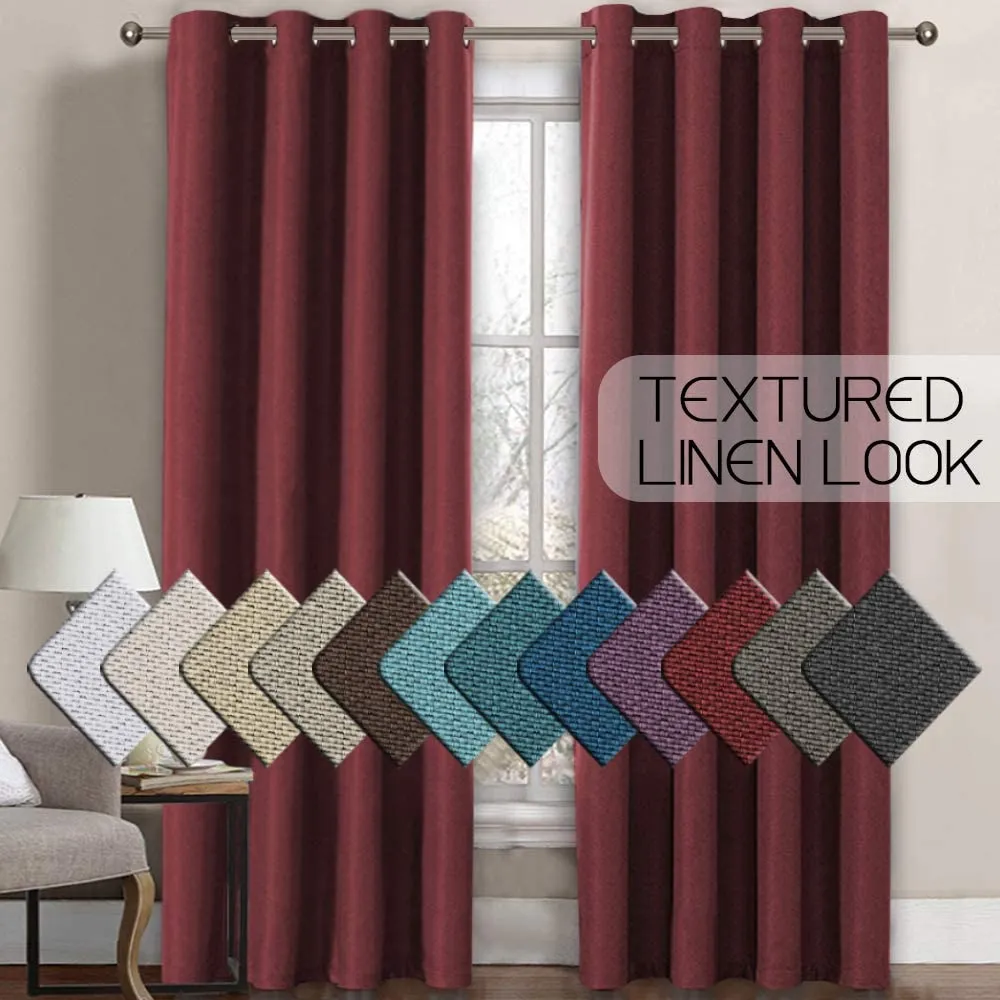 Linen Room Darkening Light Blocking Thermal Insulated Heavy Weight Textured Rich Curtain Panel