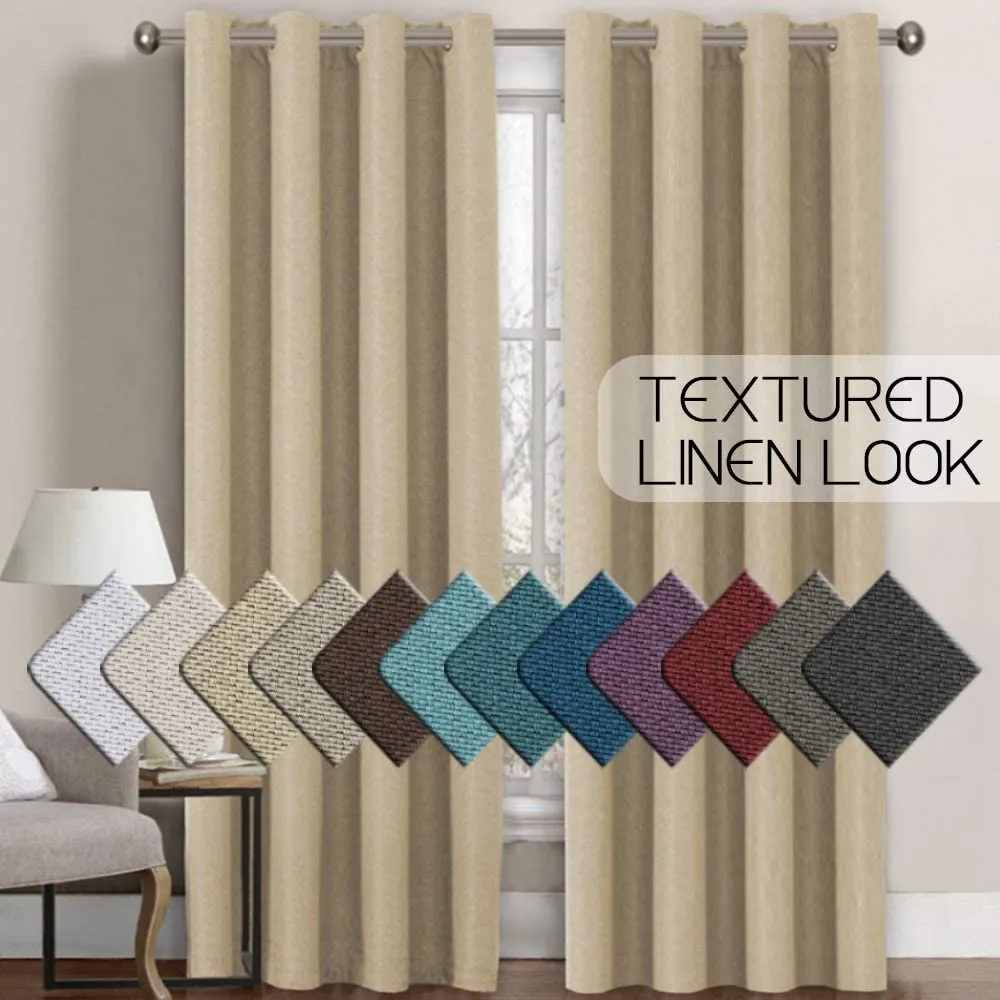 Linen Room Darkening Light Blocking Thermal Insulated Heavy Weight Textured Rich Curtain Panel