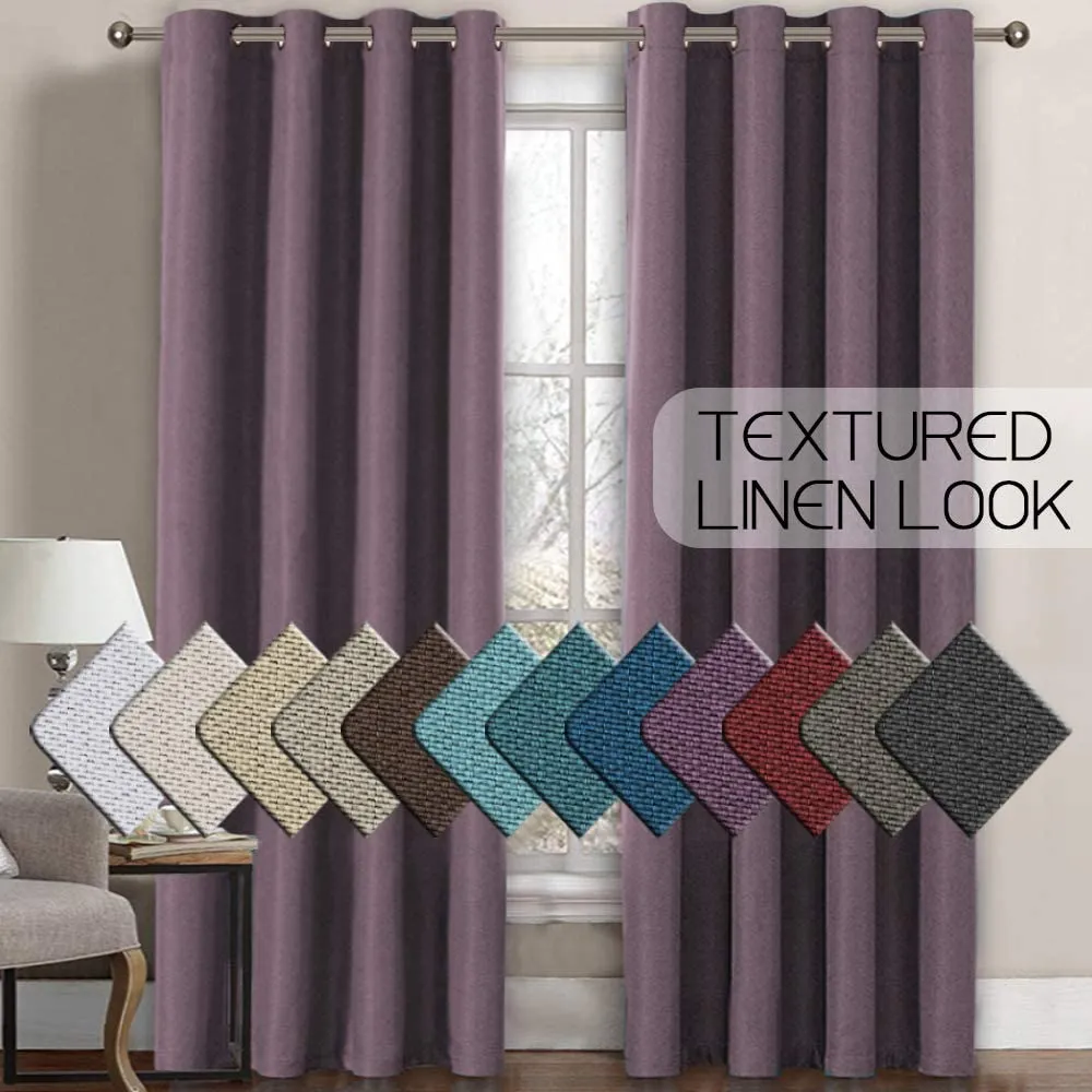 Linen Room Darkening Light Blocking Thermal Insulated Heavy Weight Textured Rich Curtain Panel