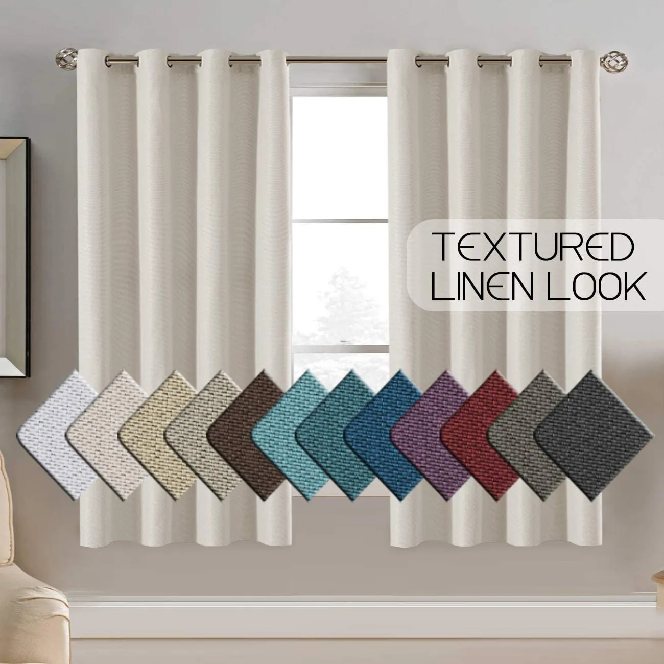 Linen Room Darkening Light Blocking Thermal Insulated Heavy Weight Textured Rich Curtain Panel