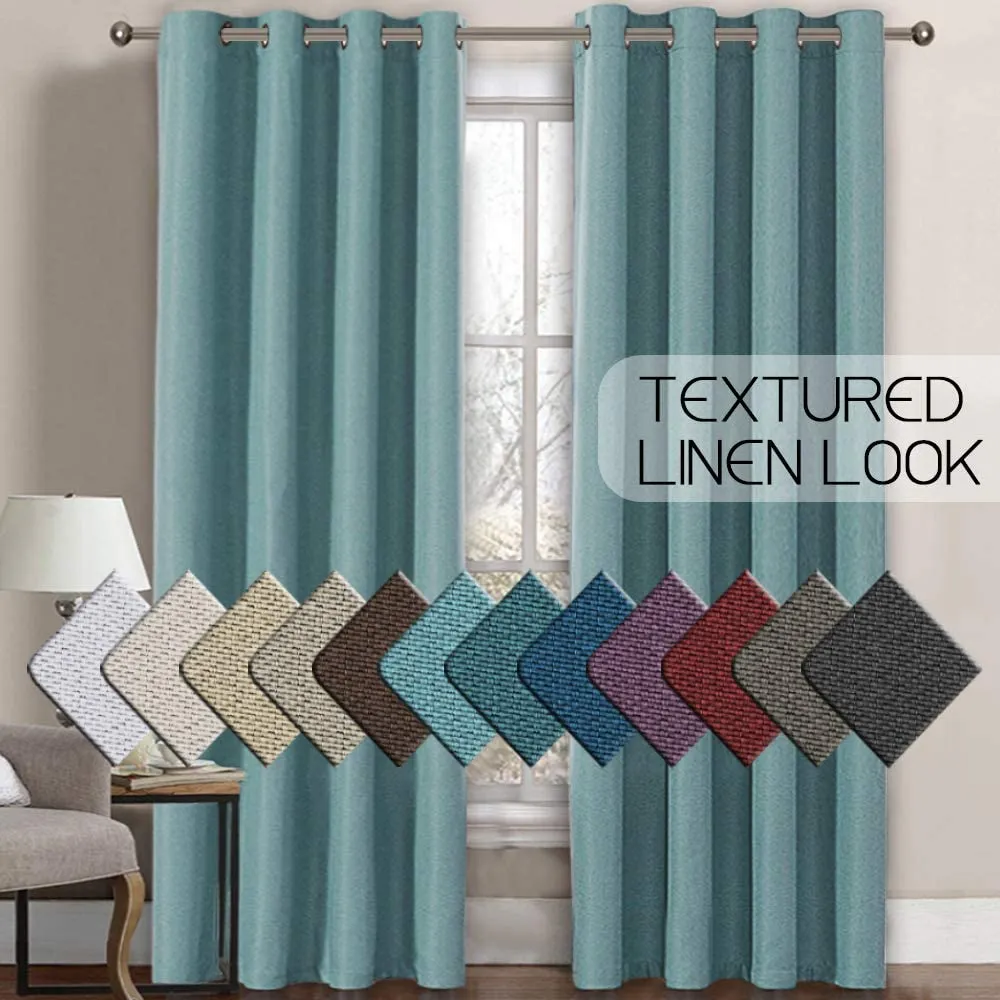 Linen Room Darkening Light Blocking Thermal Insulated Heavy Weight Textured Rich Curtain Panel