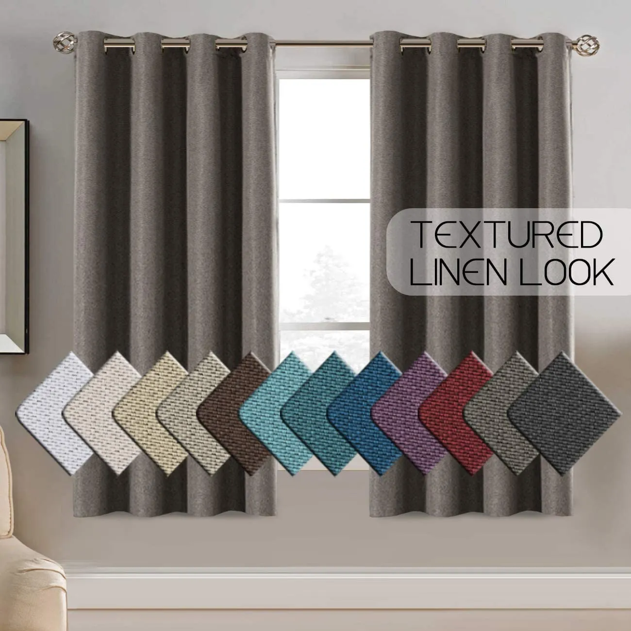 Linen Room Darkening Light Blocking Thermal Insulated Heavy Weight Textured Rich Curtain Panel