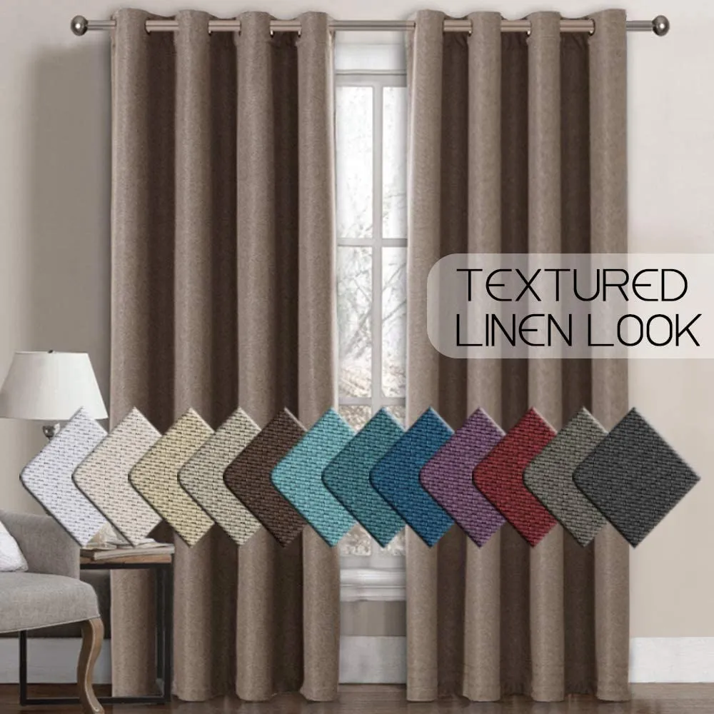 Linen Room Darkening Light Blocking Thermal Insulated Heavy Weight Textured Rich Curtain Panel