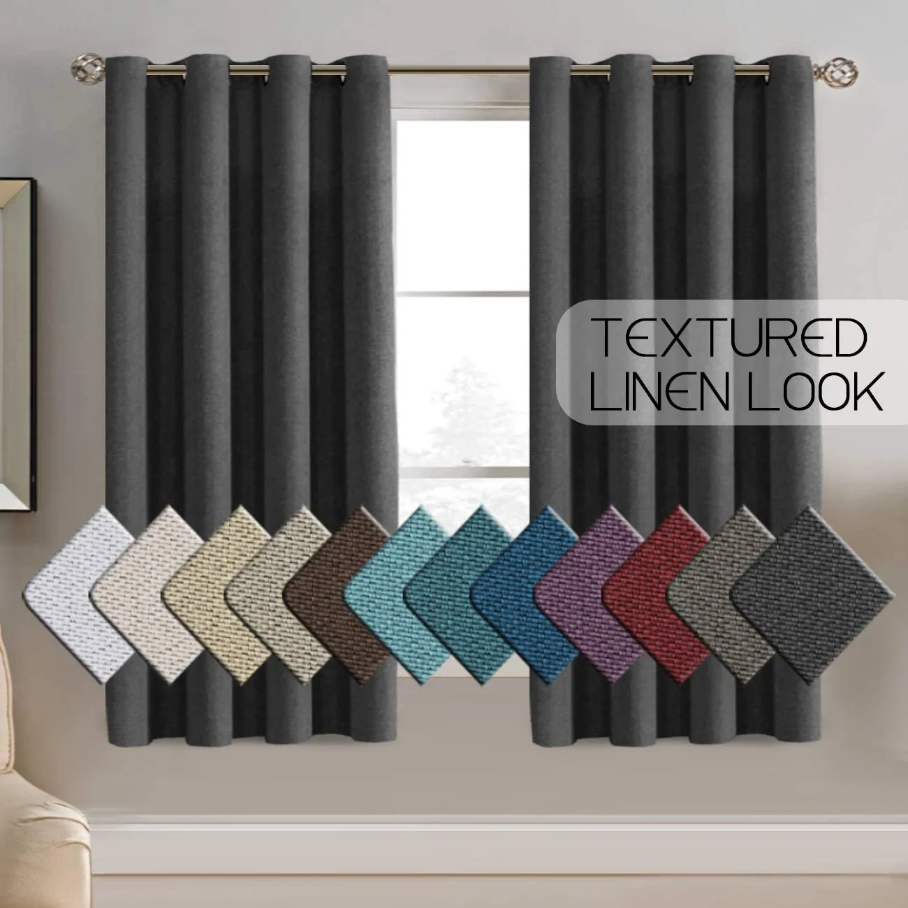 Linen Room Darkening Light Blocking Thermal Insulated Heavy Weight Textured Rich Curtain Panel