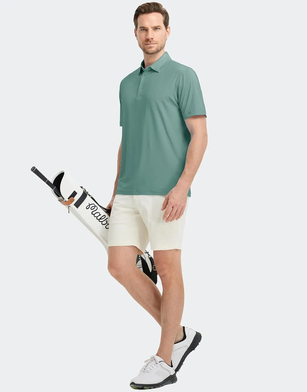 M MAELREG Golf Shirts for Men Dry Fit Moisture Wicking Performance Solid Collared Casual Mens Polo Shirts Short Sleeve