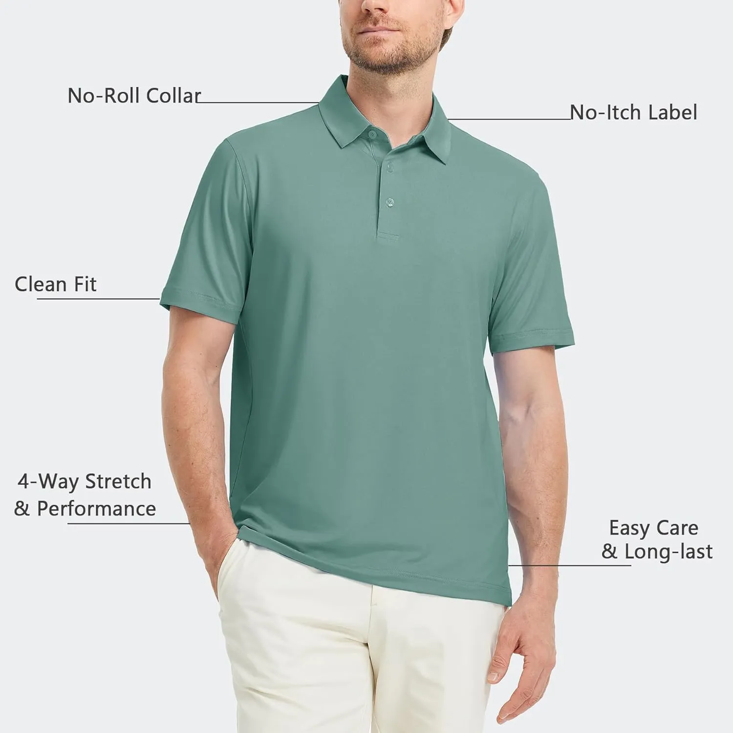 M MAELREG Golf Shirts for Men Dry Fit Moisture Wicking Performance Solid Collared Casual Mens Polo Shirts Short Sleeve
