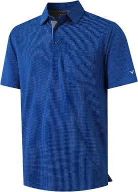 M MAELREG Mens Polo Shirts Short Sleeve Dry Fit Jacquard Performance Moisture Wicking Casual Pocket Golf Shirts for Men