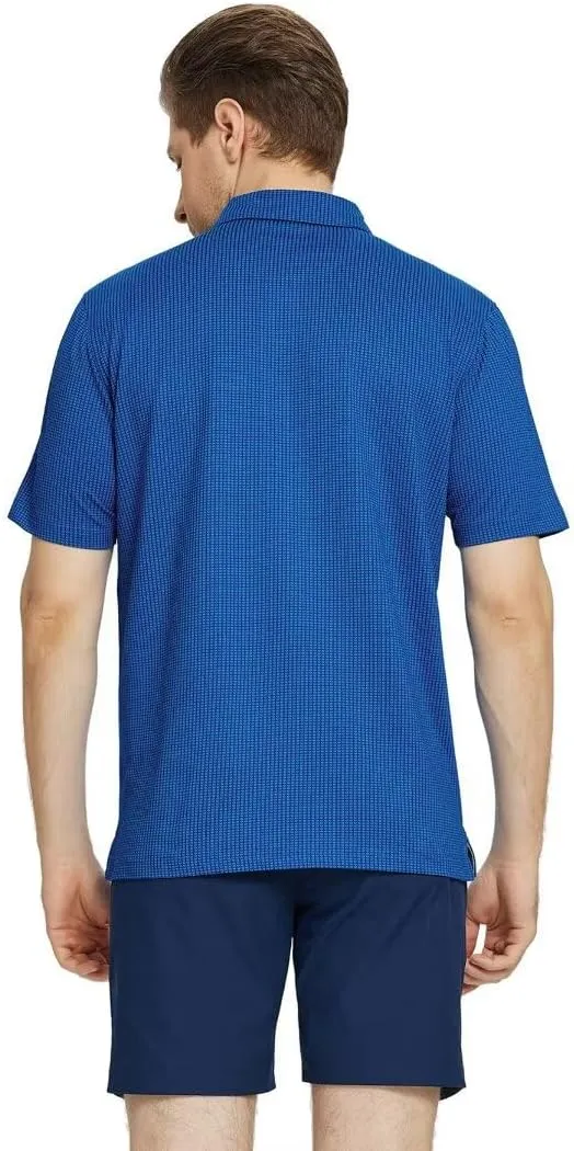 M MAELREG Mens Polo Shirts Short Sleeve Dry Fit Jacquard Performance Moisture Wicking Casual Pocket Golf Shirts for Men