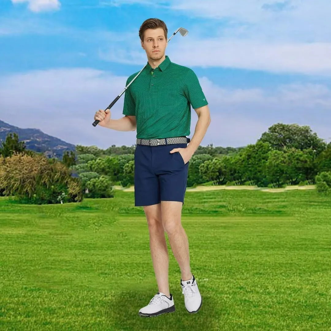 M MAELREG Mens Polo Shirts Short Sleeve Dry Fit Jacquard Performance Moisture Wicking Casual Pocket Golf Shirts for Men