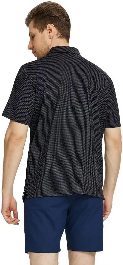 M MAELREG Mens Polo Shirts Short Sleeve Dry Fit Jacquard Performance Moisture Wicking Casual Pocket Golf Shirts for Men
