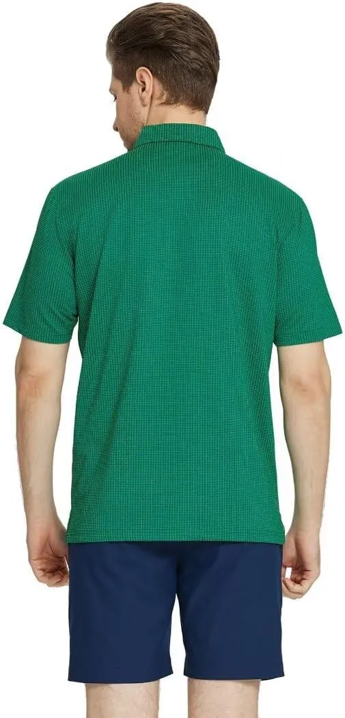 M MAELREG Mens Polo Shirts Short Sleeve Dry Fit Jacquard Performance Moisture Wicking Casual Pocket Golf Shirts for Men