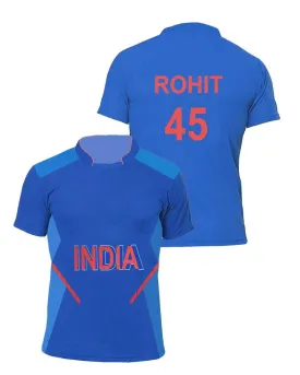 Men Blue Printed Polyester Sports Jersey