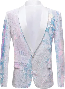 Men Fashion Purple Colorful Velvet Sequins Blazer